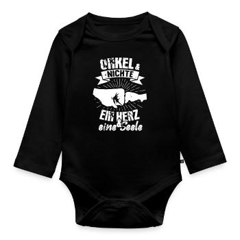 Onkel & Nichte Ein Herz und eine Seele Retro - Baby Bio-Langarm-Body - Schwarz - Vorne