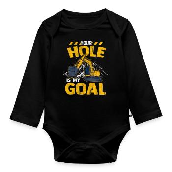 Bagger - Baby Bio-Langarm-Body - Schwarz - Vorne