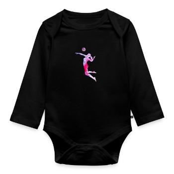 Voleyball pink - Baby Bio-Langarm-Body - Schwarz - Vorne