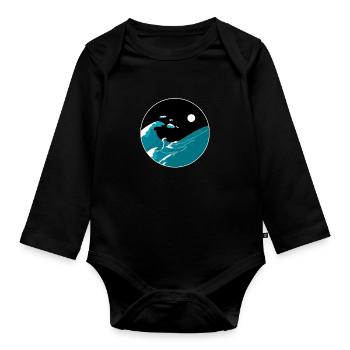 Wellen Yin Yang Mond Nacht Ozean Harmonie Strand Geschenk - Baby Bio-Langarm-Body - Schwarz - Vorne