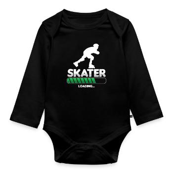 Skater Laden Inline Skating Rollerblading Geschenk - Baby Bio-Langarm-Body - Schwarz - Vorne