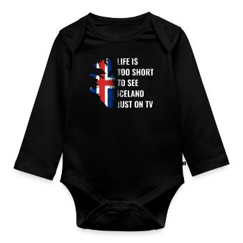 Islande drapeau vintage islandais drapeau Used Look - Body Bébé bio manches longues - noir - Devant