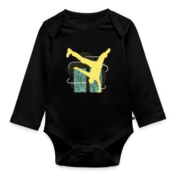 Breakdancer hip hop - Organic Longsleeve Baby Bodysuit - black - Front