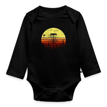 Vintage Retro Disc Golf Player Golfer Frisbee Gift - Organic Longsleeve Baby Bodysuit - black - Front