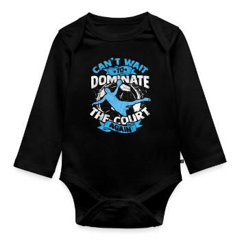 Handball - Organic Longsleeve Baby Bodysuit - black - Front
