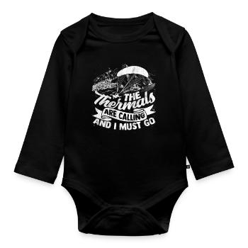 Paragliding parachute paragliding skydive - Organic Longsleeve Baby Bodysuit - black - Front