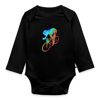 Vélo vélo de montagne Vélo vélo vélo cadeau de cyclisme - Body Bébé bio manches longues - noir - Devant