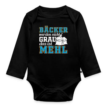 Bäcker Backen Mehl Teig - Baby Bio-Langarm-Body - Schwarz - Vorne