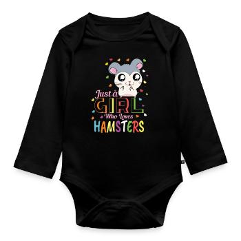 Hamster filles dames Drôle Hamster animal de compagnie - Body Bébé bio manches longues - noir - Devant