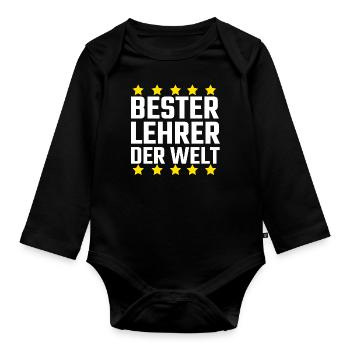 Beste Lehrer der Welt Geschenk für Lehrer Lehrerin - Baby Bio-Langarm-Body - Schwarz - Vorne