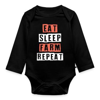 manger le sommeil ferme répéter - Body Bébé bio manches longues - noir - Devant