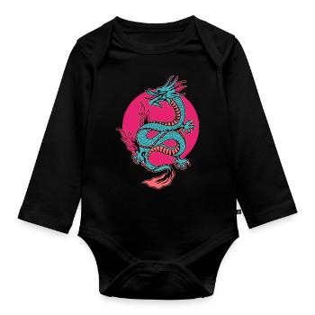 Asiatic dragon - Organic Longsleeve Baby Bodysuit - black - Front