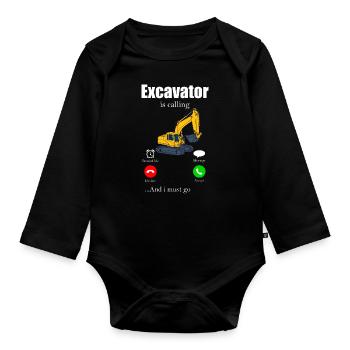 Bagger - Baby Bio-Langarm-Body - Schwarz - Vorne