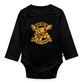 Biene Imker Flüsterer Hummel Honig Geschenk Wabe - Baby Bio-Langarm-Body - Schwarz - Vorne