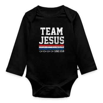 Équipe Jésus-Christ Dieu Religion Prière Foi Don - Body Bébé bio manches longues - noir - Devant