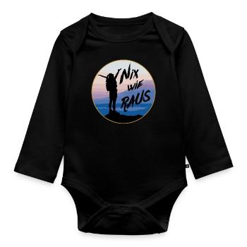 Nix wie Raus Klettern Bergsteigen - Baby Bio-Langarm-Body - Schwarz - Vorne