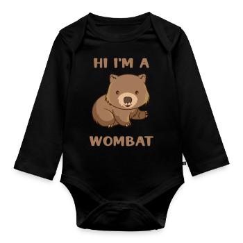 Je suis Un Wombat - Body Bébé bio manches longues - noir - Devant