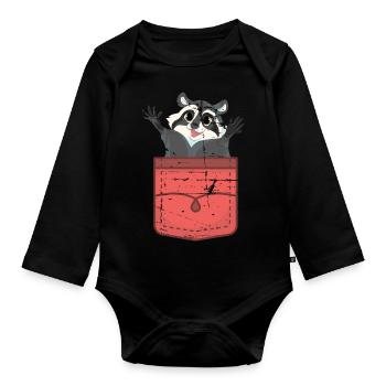 Ratons laveurs cadeau raton laveur - Body Bébé bio manches longues - noir - Devant