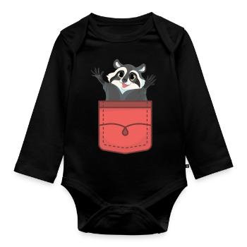 Ratons laveurs cadeau raton laveur - Body Bébé bio manches longues - noir - Devant