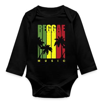 Retro Reggae - Organic Longsleeve Baby Bodysuit - black - Front