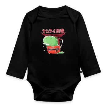Samurai Dino Ninja Japan Shinobi Katana Kendo Gift - Organic Longsleeve Baby Bodysuit - black - Front