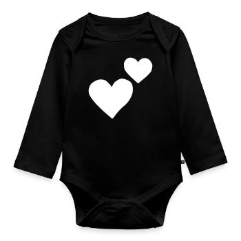 Emoji Hearts Sketch White - Organic Longsleeve Baby Bodysuit - black - Front