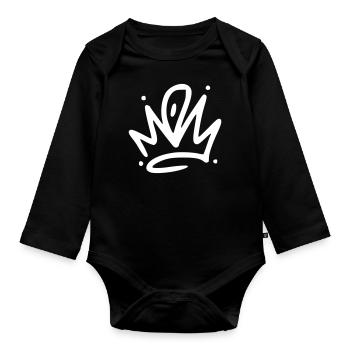 Emoji Krone Kronen Skizze weiß - Baby Bio-Langarm-Body - Schwarz - Vorne