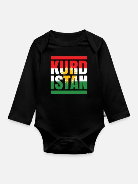 Kurdistan - Baby Bio-Langarm-Body - Schwarz