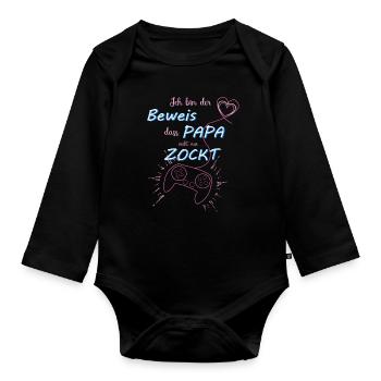 Gaming - Kind - Ich bin der Beweis Baby - Baby Bio-Langarm-Body - Schwarz - Vorne