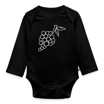 Raisin émoji fruit broder croquis blanc - Body Bébé bio manches longues - noir - Devant