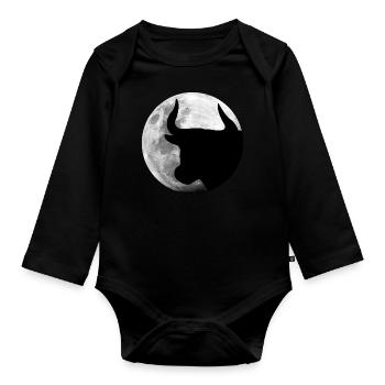 Stier im Vollmond - Baby Bio-Langarm-Body - Schwarz - Vorne