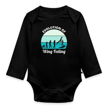Wing Foiling Evolution Lustig - Baby Bio-Langarm-Body - Schwarz - Vorne