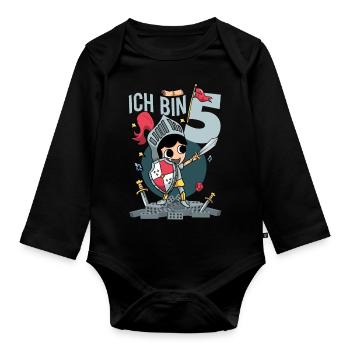 5. Geburtstag Junge Ich Bin Fünf Jahre Mittelalter - Baby Bio-Langarm-Body - Schwarz - Vorne