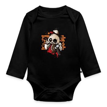 Coole Hip Hop Panda Hiphop Graffiti Spray Paint - Baby Bio-Langarm-Body - Schwarz - Vorne