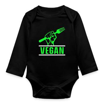 Vegetarisch Veganismus Tierrechte Veggie - Baby Bio-Langarm-Body - Schwarz - Vorne