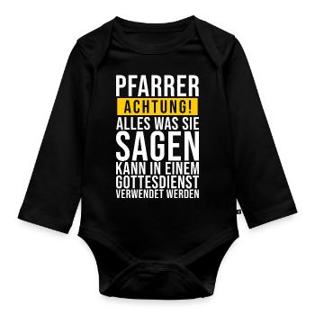 Pfarrer Lustige Geschenkidee - Baby Bio-Langarm-Body - Schwarz - Vorne