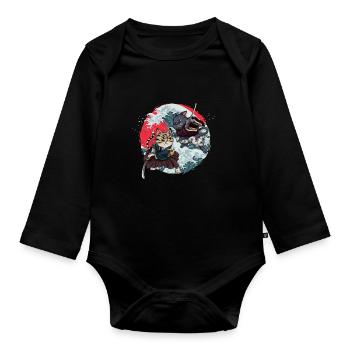 Samurai Cats Kendo Ninja Japan Katana Sinobi Gift - Organic Longsleeve Baby Bodysuit - black - Front