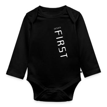 Jesus Christus, Bibel, Bibelvers, Christ, Glaube - Baby Bio-Langarm-Body - Schwarz - Vorne