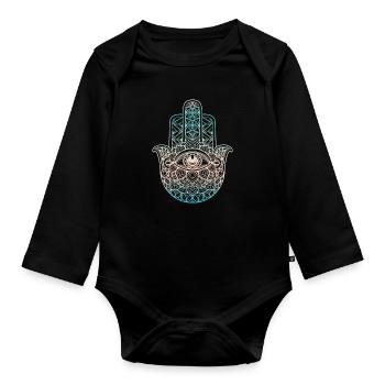 Yoga Chakra Méditer Relax Pilates Cadeau spirituel - Body Bébé bio manches longues - noir - Devant