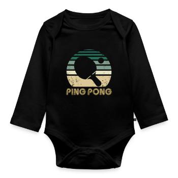 Vintage Ping Pong Table Tennis Racket Gift - Organic Longsleeve Baby Bodysuit - black - Front