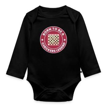Checkers Draughts Strategy Board Games Funny - Organic Longsleeve Baby Bodysuit - black - Front