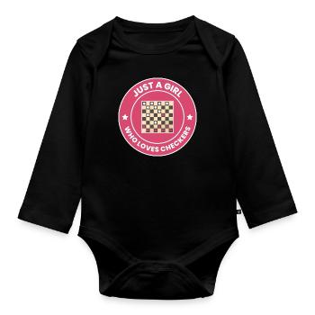 Checkers Draughts Strategy Board Games Funny - Organic Longsleeve Baby Bodysuit - black - Front