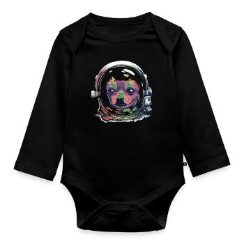 Chihuahua in Space Space Dog Astronaut - Organic Longsleeve Baby Bodysuit - black - Front