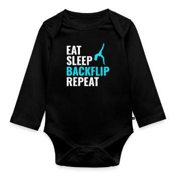 Gymnastics Gymnast Backflip Acrobatics Funny - Organic Longsleeve Baby Bodysuit - black - Front