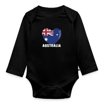 Australie Flag Heart Australia Day Australien - Body Bébé bio manches longues - noir - Devant