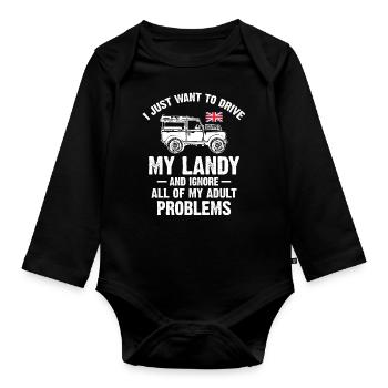 Je veux juste conduire mon Landy - Body Bébé bio manches longues - noir - Devant