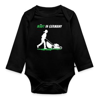 Mäht In Germany Rasenmäher Garten Gärtner - Baby Bio-Langarm-Body - Schwarz - Vorne