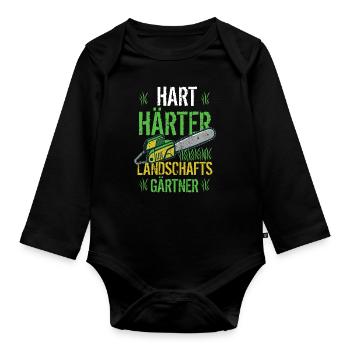 Hart Härter Landschaftsgärtner Lustiges Garten - Baby Bio-Langarm-Body - Schwarz - Vorne
