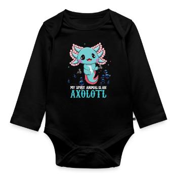 Animal Axolotl Spirit Cartoon Cute Kawaii Axolotl - Organic Longsleeve Baby Bodysuit - black - Front