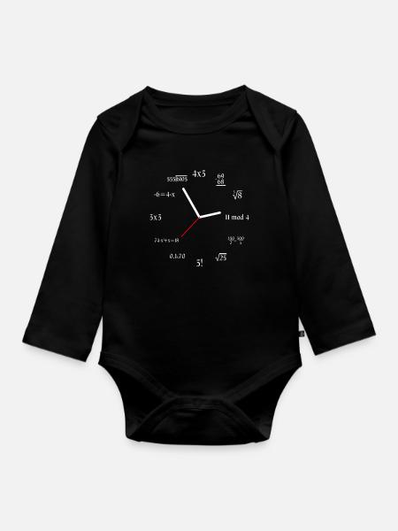 Mathematics Clock Math Meme Funny Math Clock - Langærmet babybody, økologisk bomuld - sort